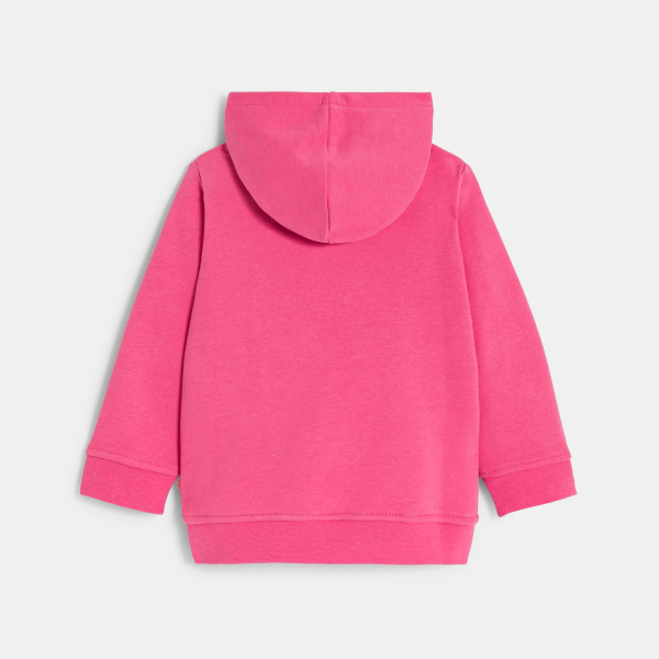 سترة بقلنسوة من الصوف الناعم، باللون الوردي للفتيات الصغيرات